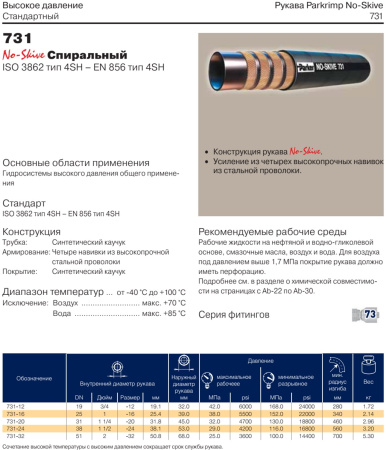 Рукав высокого давления EN856-4SH DN38