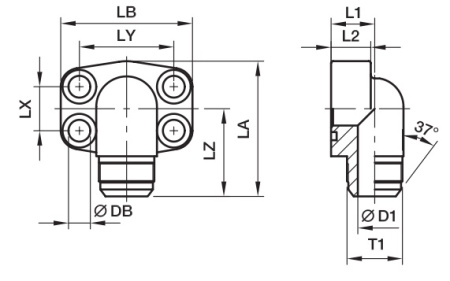 SAE Flange Elbow 37° Flare
