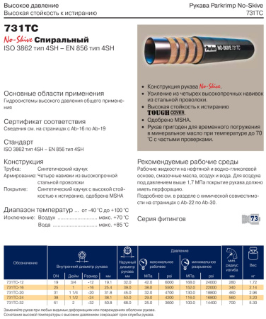 Рукав высокого давления EN856-4SH DN19