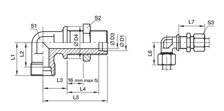 EO Bulkhead elbow with plastic