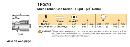 Фитинг для РВД Parker 1FG70-21-10